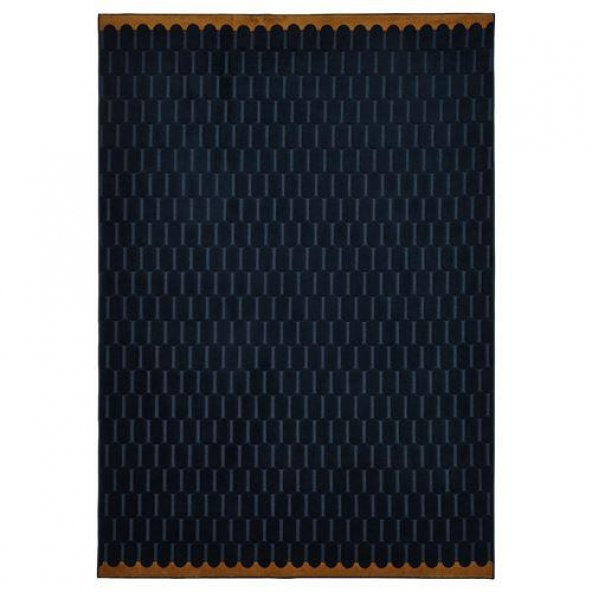 Halı, Lacivert-Taba Renk 128x195 cm MeridyenDukkan Sentetik Elyaf-Geometrik Desen ürün görseli 1