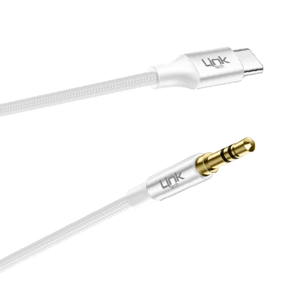 LinkTech A586 Type-C - 3.5mm AUX Kablo 1mt Beyaz - Resim 4