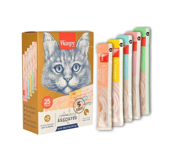 Wanpy Karışık Sıvı Kedi Ödülü Kedi Ödül Maması 25 x 14 Gr ürün görseli 1
