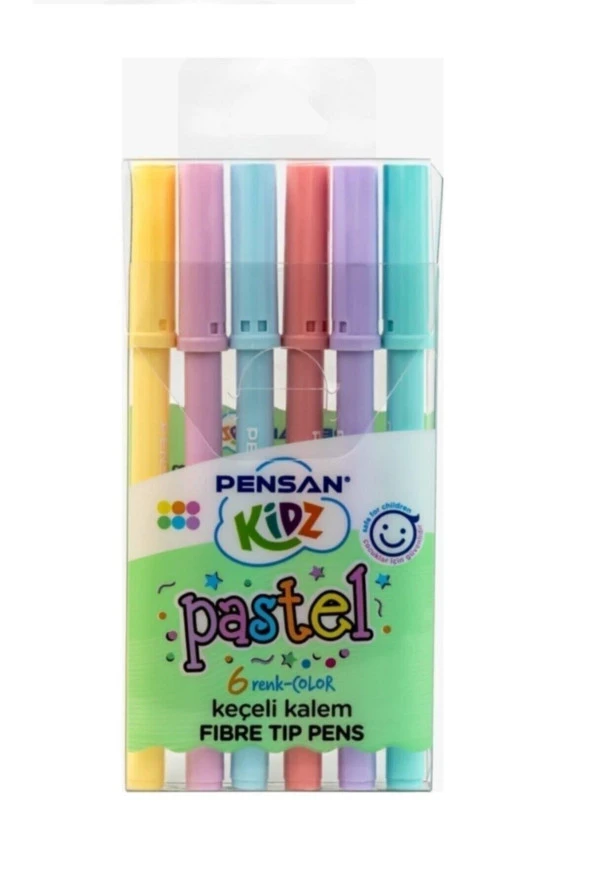 Pensan Keçeli Kalem 6 Renk Pastel Kesik Uç Keçeli Kalem ürün görseli 1