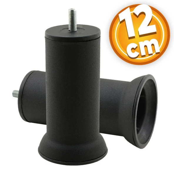 Mobilya Metal Kanepe Baza Yatak Koltuk Destek Ayağı M8 Civata Siyah Metal Ayakları 12 Cm ürün görseli 1