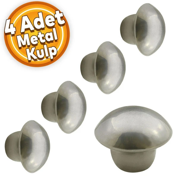 Mantar Düğme Kulp Çekmece Dolap Kapak Kulpu Kulbu Krom (4 ADET) ürün görseli 1