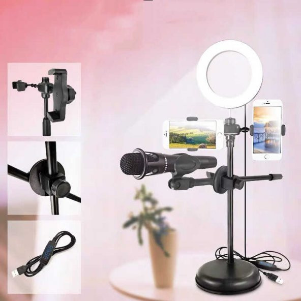 Zore Dual Small Light Işıklı Telefon Tutucu 9cm Ring Light - Resim 3