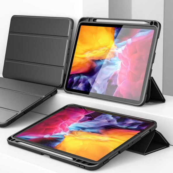 Apple iPad 10.2 (8.Nesil) Kılıf Kalemlikli Deri Tasarım Kapaklı Wlons Tablet Kılıf - Resim 6