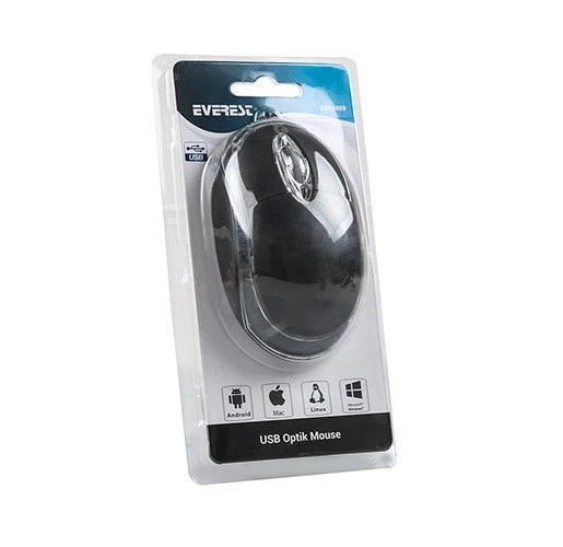 Everest Kablolu Mavi Işıklı Mouse Siyah (KM-6809) - Resim 3
