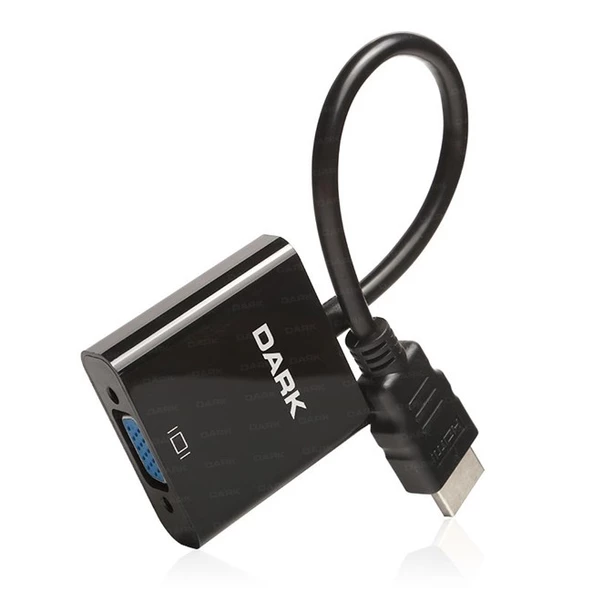 Dark HDMI Erkek to VGA Dişi Çevirici Siyah (10cm) ürün görseli 1