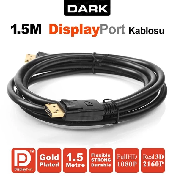 Dark FHD DisplayPort Kablo (1.5m) ürün görseli 1