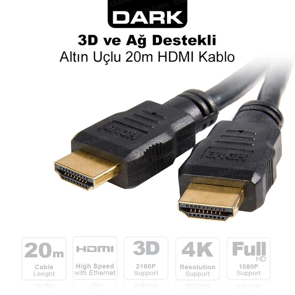 Dark DK-HD-CV14L2000 20 Metre HDMI Kablo Altın ürün görseli 1