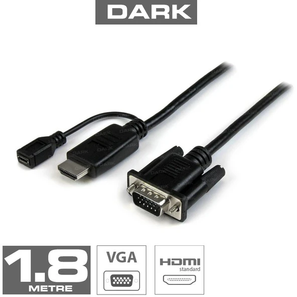 Dark HDMI Erkek To VGA Erkek Çevirici Kablo (1.8m) ürün görseli 1