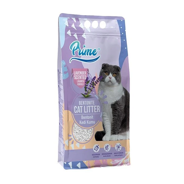 Prime Bentonit Lavanta Kokulu Topaklaşan İNCE Kedi Kumu 5 Lt ürün görseli 1