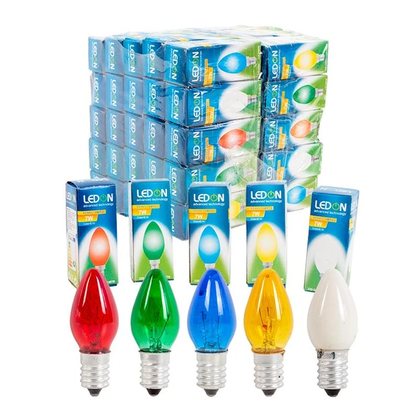 Ayt Ledon LD-1407R Renkli 7W Parfüm Ampul 50’lik Kutu E14 Ampul ürün görseli 1