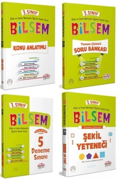 Editör Yayınları 3. Sınıf Bilsem Hazırlık Kitapları 4 lü Set ürün görseli 1