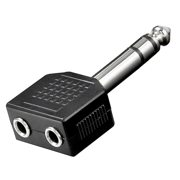 6.3 MM STEREO ERKEK/3.5 MM STEREOX2 DİŞİ ÇEVİRİCİ JACK ürün görseli 1