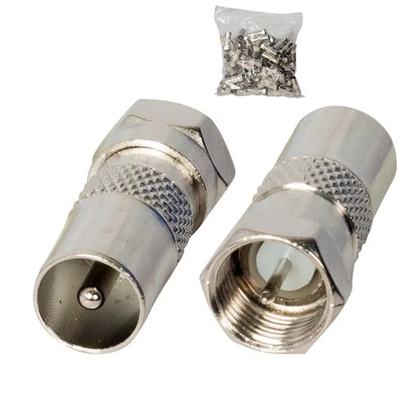 Ayt F Konnektör Erkek 60 Ohm Erkek Çevirici Metal Konnektör ürün görseli 1