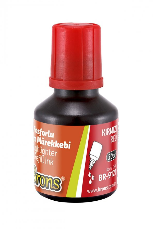 Brons 30 Ml Fosforlu Kalem Mürekkebi Kırmızı ürün görseli 1