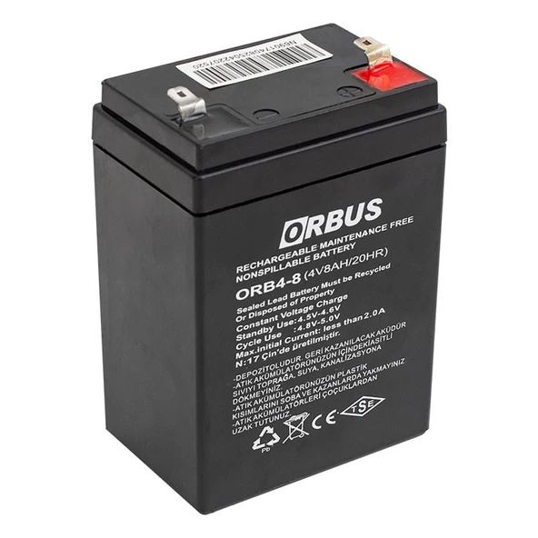 Ayt Orbus 4 Volt 8 Amper Kuru Tip Akü ORB4-8  68 X 45 X 95 MM ürün görseli 1