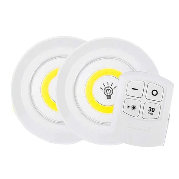 Ayt Cob Led Kabin Ampul Kumandalı 2 li Tezgah Altı Aydınlatma Pilli Dolap İçi Lamba ürün görseli 1