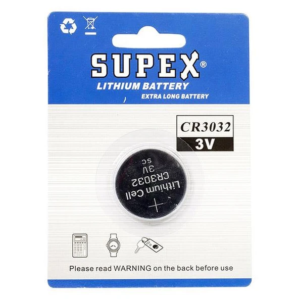 Supex CR3032 3 Volt Lityum Pil Tekli ürün görseli 1