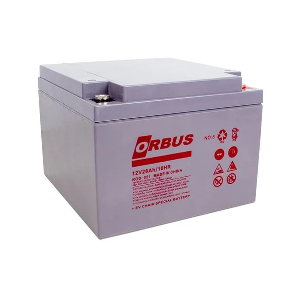 Orbus 12 V 28 A Yatık Tip Engelli Araç Aküsü 177x166x126 Mm ürün görseli 1