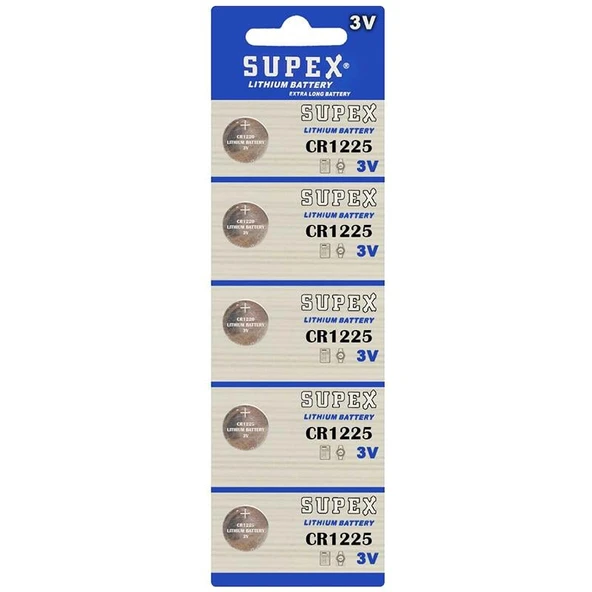 Supex CR1225 3 Volt Lityum Pil 5'li Paket ürün görseli 1
