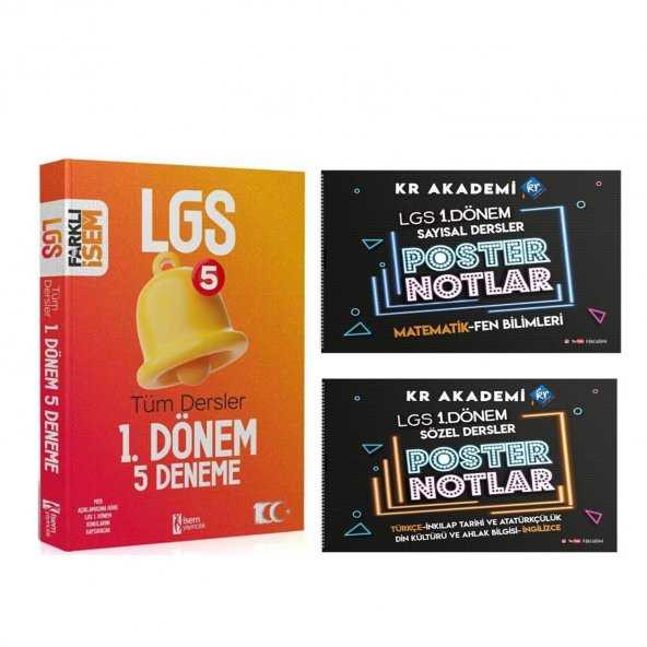 İsem 8.Sınıf 1.Dönem Deneme ve Kr Akademi 1.Dönem Poster Notları Seti 3 Kitap ürün görseli 1