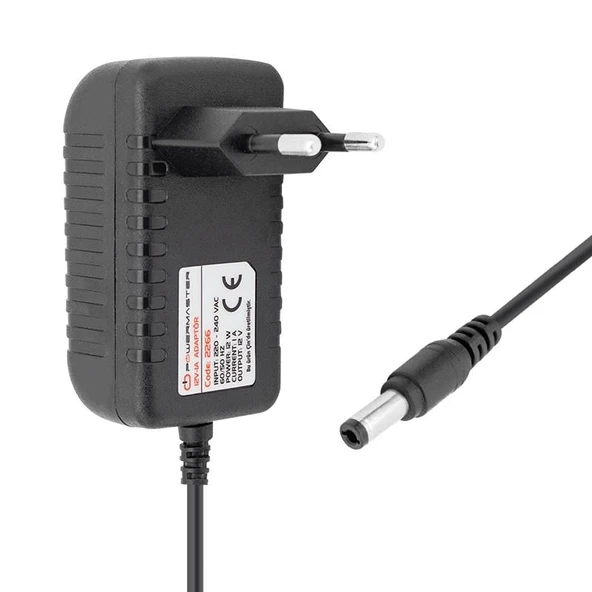 Powermaster 12 Volt 1 Amper  Şarjlı Vidalama Matkap Adaptörü 5.5 - 2.5 Uçlu Priz Tipi Adaptör ürün görseli 1