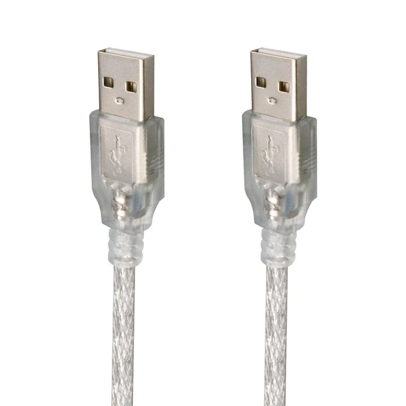 Powermaster USB Erkek Erkek 1.5 Metre USB Kablo Şeffaf ürün görseli 1