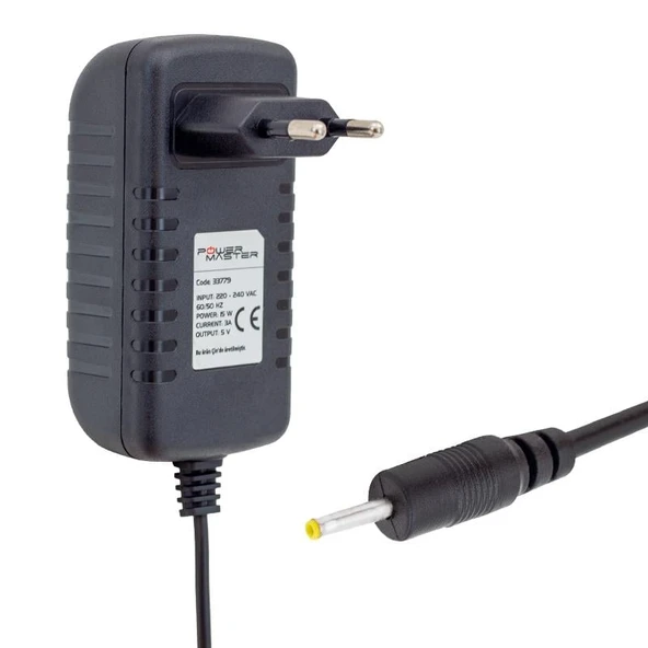 Powermaster Pm-33779 5 Volt 3 Amper 2.5 0.7 Uçlu Plastik Kasa Priz Tipi Adaptör ürün görseli 1