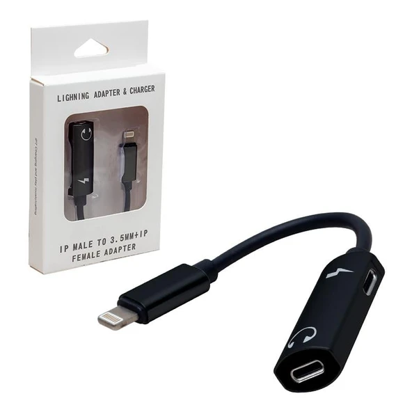 Powermaster İphone Lightning Girişli Şarj ve Kulaklık Çevirici Kablo Çoklayıcı Dönüştürücü ürün görseli 1