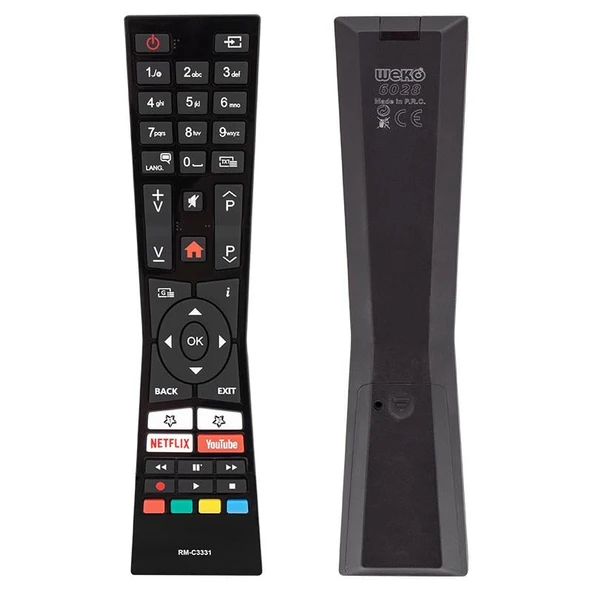 WEKO KL VESTEL-JVC RM-C3331 NETFLIX-YOUTUBE TUŞLU LCD LED TV KUMANDA ürün görseli 1