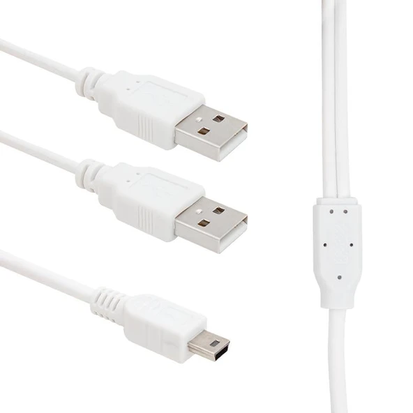 Powermaster USB 2 A Erkek Mini USB 5 Pin 1 Metre Kablo Oto Araç Kamerası Navigasyon Kablosu Usbli ürün görseli 1