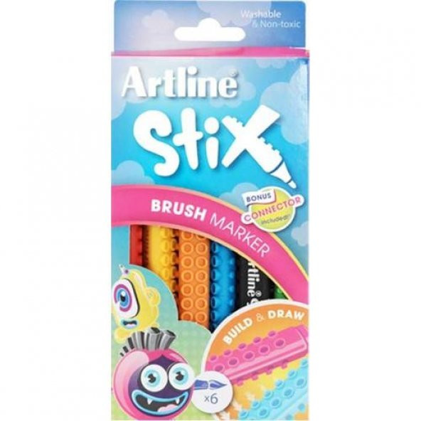 ARTLINE BOYA KALEMI STIX BRUSH MAR.6 LI ETX-F 6W ürün görseli 1