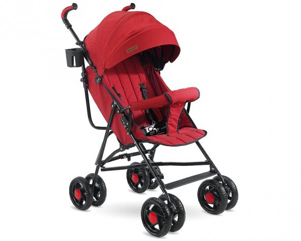 Babyhope SC-100 Tam Yatarlı Gri Baston Bebek Arabası Kırmızı ürün görseli 1