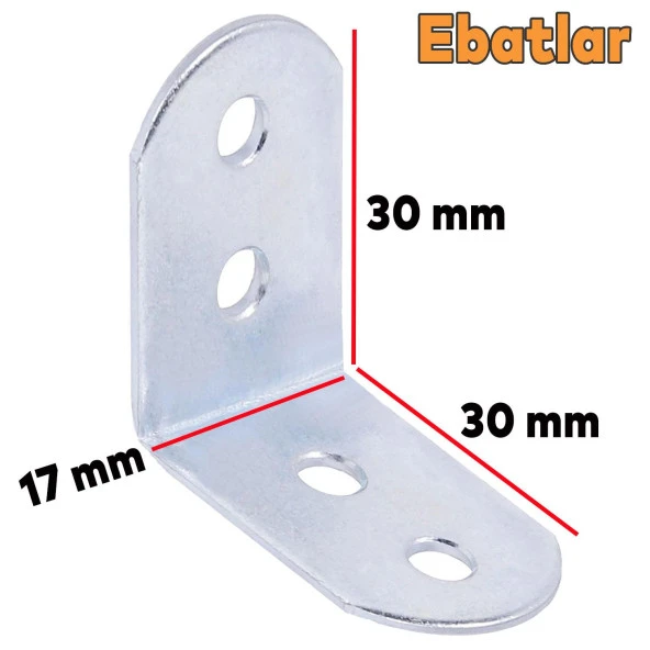 Mobilya Dolap Köşe Bağlantı Sabitleme L Demir Köşebent Gönye 30x30x17 mm (5 ADET) ürün görseli 1