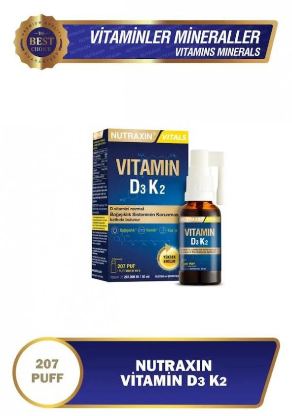 Nutraxin Vitamin D3K2 Sprey 30 ml 8680512631590 ürün görseli 1