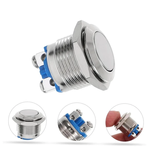 Powermaster Ic-182 D98 Buton Metal Düz Push 19 Mm PBS28B-2 ürün görseli 1