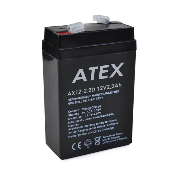 Ayt Atex 12 Volt 2.2 Amper Dik Kare Akü AX-12V 70 X 46 X 101 mm ürün görseli 1