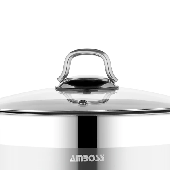 Saphire Paslanmaz Çelik 24 cm Cam Kapaklı Basık Tencere - Resim 4