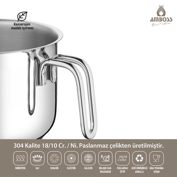 Amboss Saphire Long Paslanmaz Çelik Sütlük 16 cm - Resim 4