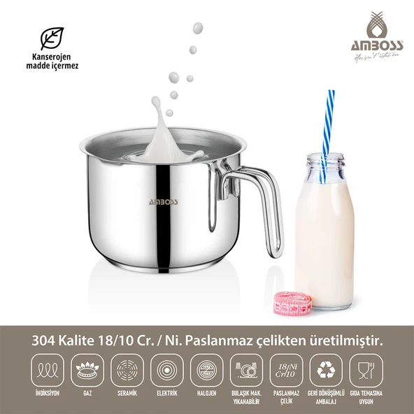 Amboss Saphire Long Paslanmaz Çelik Sütlük 14 cm - Resim 3