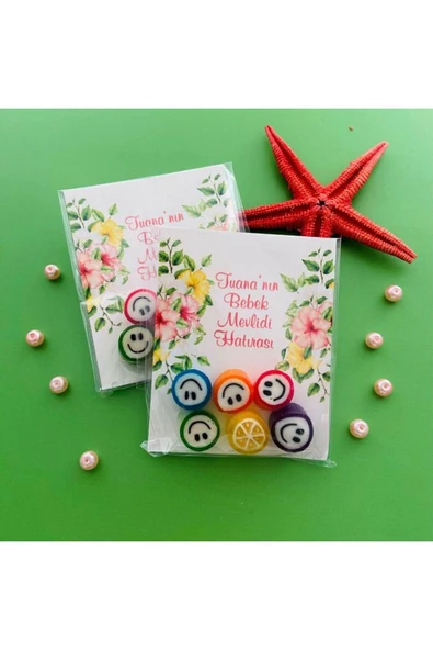 ŞEKERCİYAŞAR Çiçek Desenli Doğum Günü- Baby Shower-mevlit Şeker Hediyesi 40 Adet ürün görseli 1