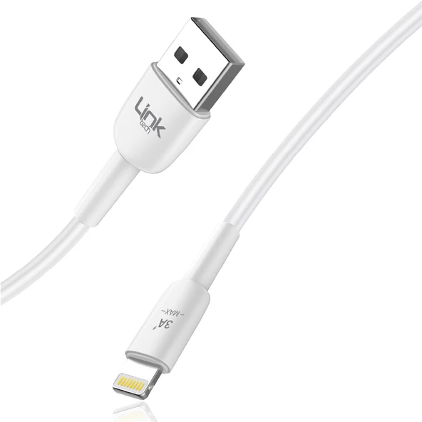 Linktech K601 Safe USB - iPh Lightning 3A Data ve Şarj Kablosu 1mt Beyaz - Resim 3