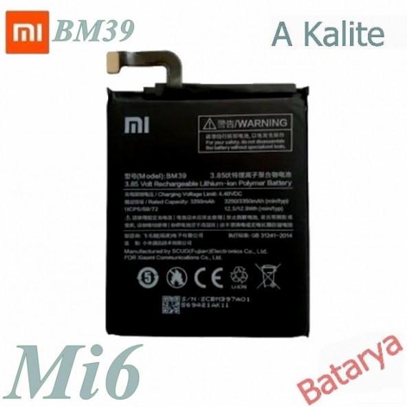 Xiaomi Mi6 BM39 Uyumlu Batarya Pil 3350 mAh Redmi mi 6 Uyumlu Yedek Batarya ürün görseli 1