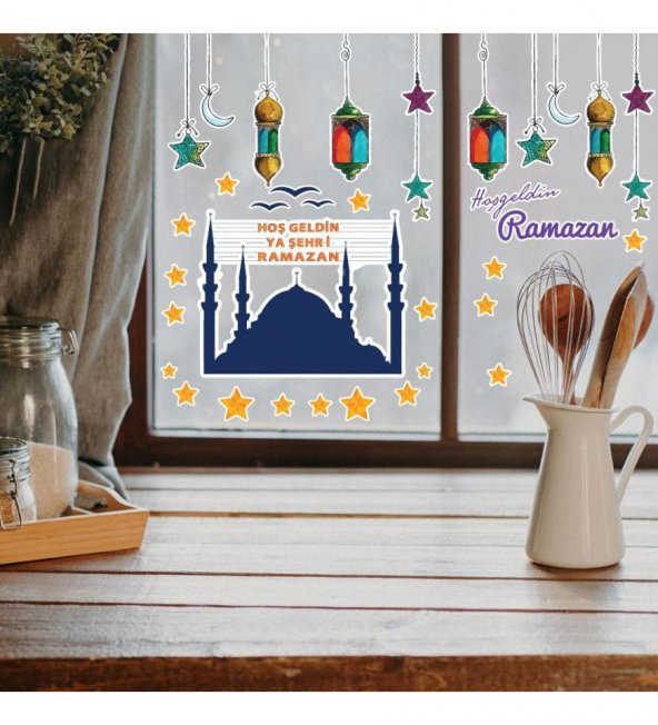 Hoşgeldin Ramazan Mahyalı Cam - Duvar Sticker Seti HK2554 ürün görseli 1