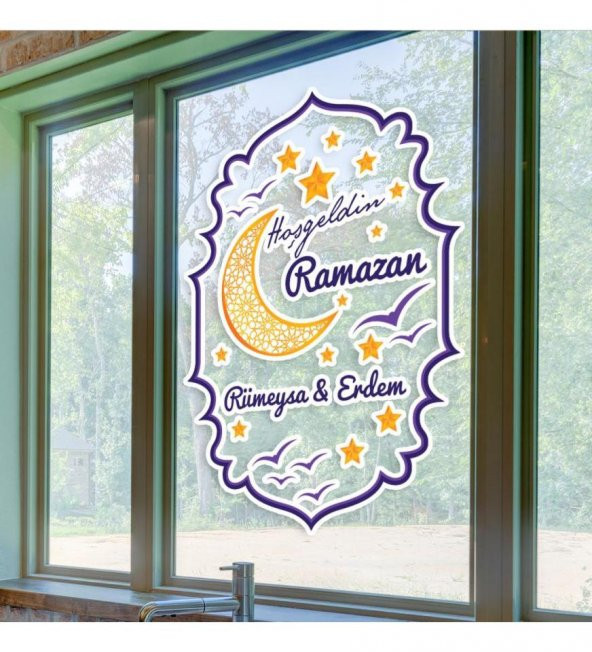 Kişiye Özel Hoşgeldin Ramazan Cam - Duvar Sticker Seti HK2550 ürün görseli 1
