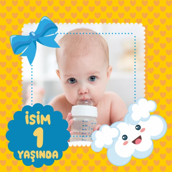 Kişiye Özel Resimli Doğum Günü Kumaş Afiş 150x150 cm ürün görseli 1