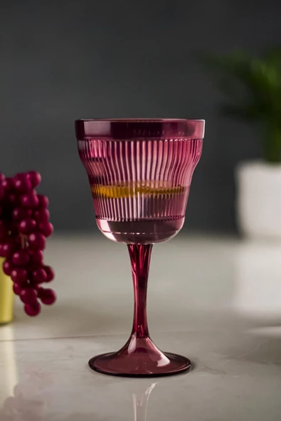 Akrilik Mürdüm 6'lı Kadeh & Su Meşrubat Kahve Yanı Bardağı 300 ml ( Cam Değildir ) ürün görseli 1