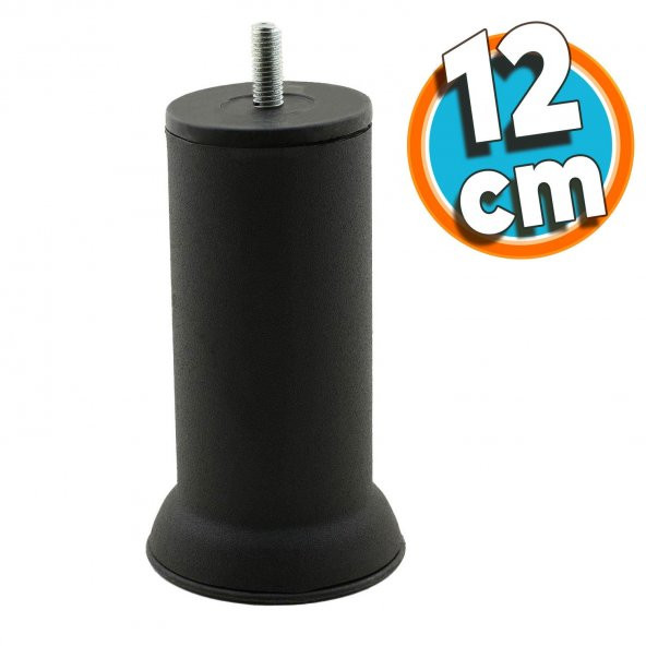 Mobilya Metal Yatak Kanepe Baza Koltuk Orta Destek Ayağı M8 Civata Siyah Metal Ayak 12 Cm ürün görseli 1