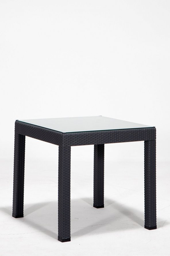 SANDALİE Rattan 80x80 Camlı Antrasit Masa - Bahçe&Balkon&Teras ürün görseli 1