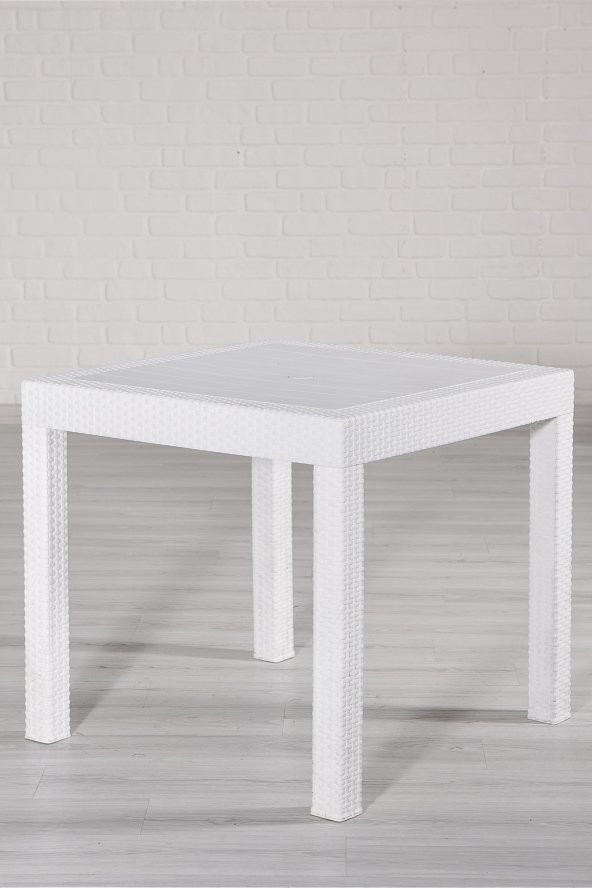 SANDALİE Rattan 80x80 Camsız Beyaz Masa - Bahçe&Balkon&Teras ürün görseli 1